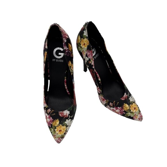 Guess Floral Stiletto Heel Pumps Size 10 M Black garden BOHO UK7 fairy y2k - Picture 8 of 15